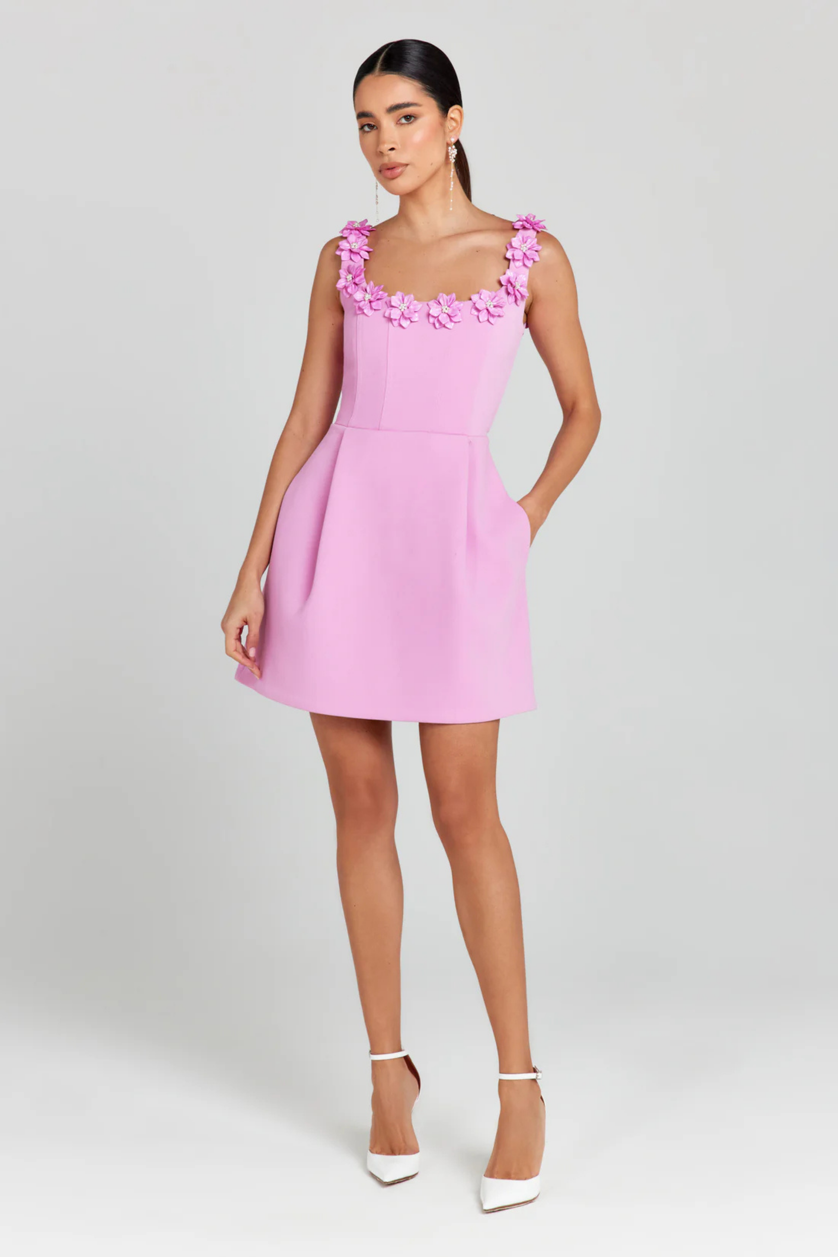 Fionna – Bloom-trimmed charm – Mini dress-15274399400309-Mirella Fiore