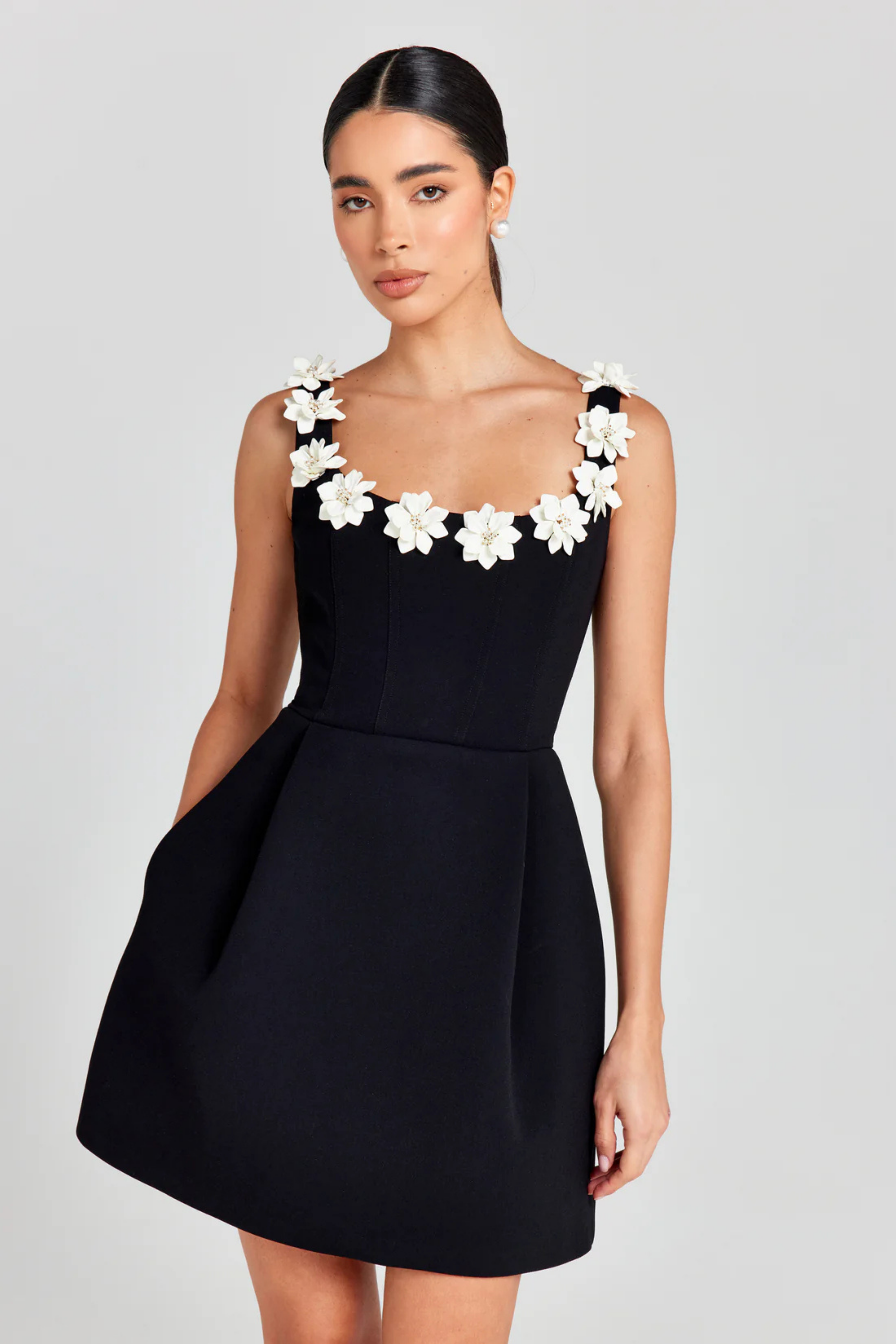 Fionna – Bloom-trimmed charm – Mini dress-15274399400309-Mirella Fiore