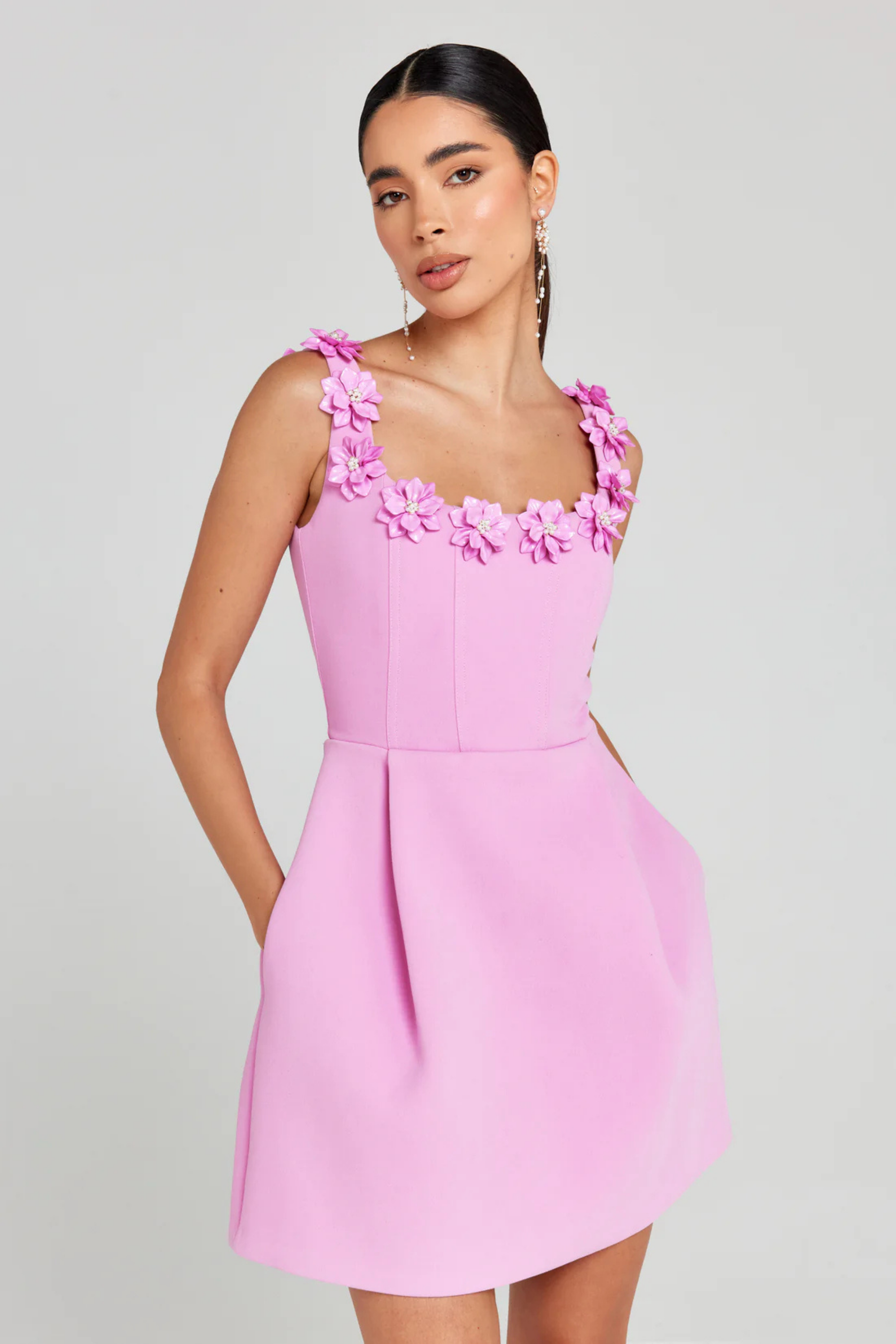 Fionna – Bloom-trimmed charm – Mini dress-15274399400309-Mirella Fiore