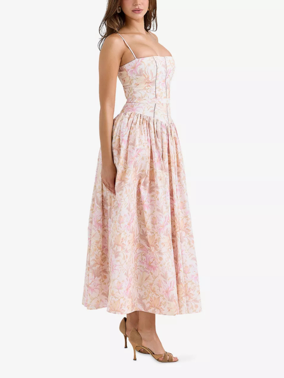 Floraine – Corset bodice – Floral midi dress-15303114522997-Mirella Fiore