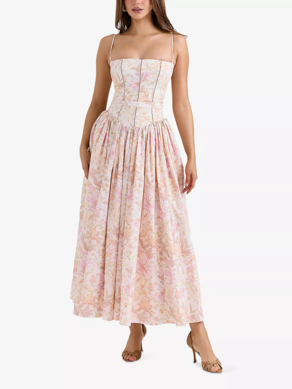 Floraine – Corset bodice – Floral midi dress-15303114522997-Mirella Fiore