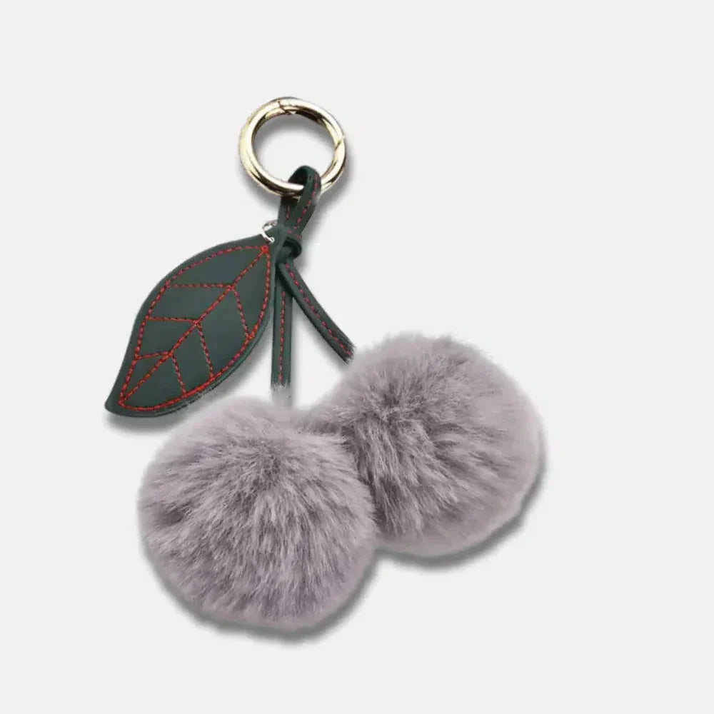 Fluffy Cherry – Playful fuzzy cherry design – Bag charm-15133606314357-Mirella Fiore