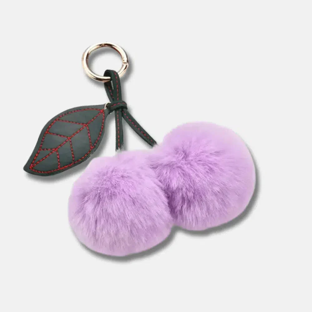 Fluffy Cherry – Playful fuzzy cherry design – Bag charm-15133606314357-Mirella Fiore