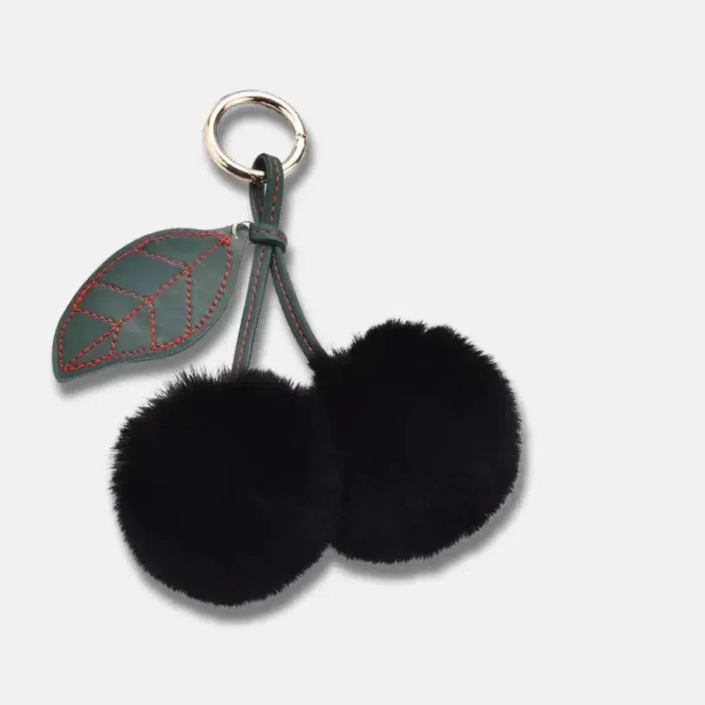 Fluffy Cherry – Playful fuzzy cherry design – Bag charm-15133606314357-Mirella Fiore