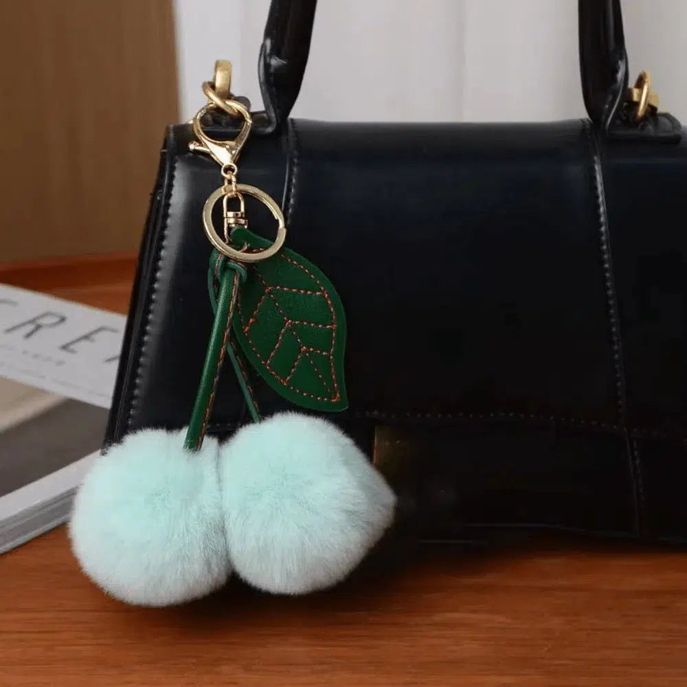 Fluffy Cherry – Playful fuzzy cherry design – Bag charm-15133606314357-Mirella Fiore