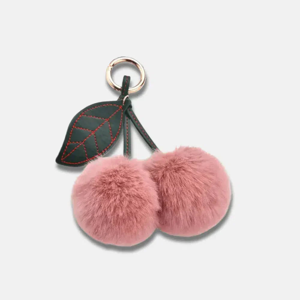 Fluffy Cherry – Playful fuzzy cherry design – Bag charm-15133606314357-Nancy & Mae Savannah