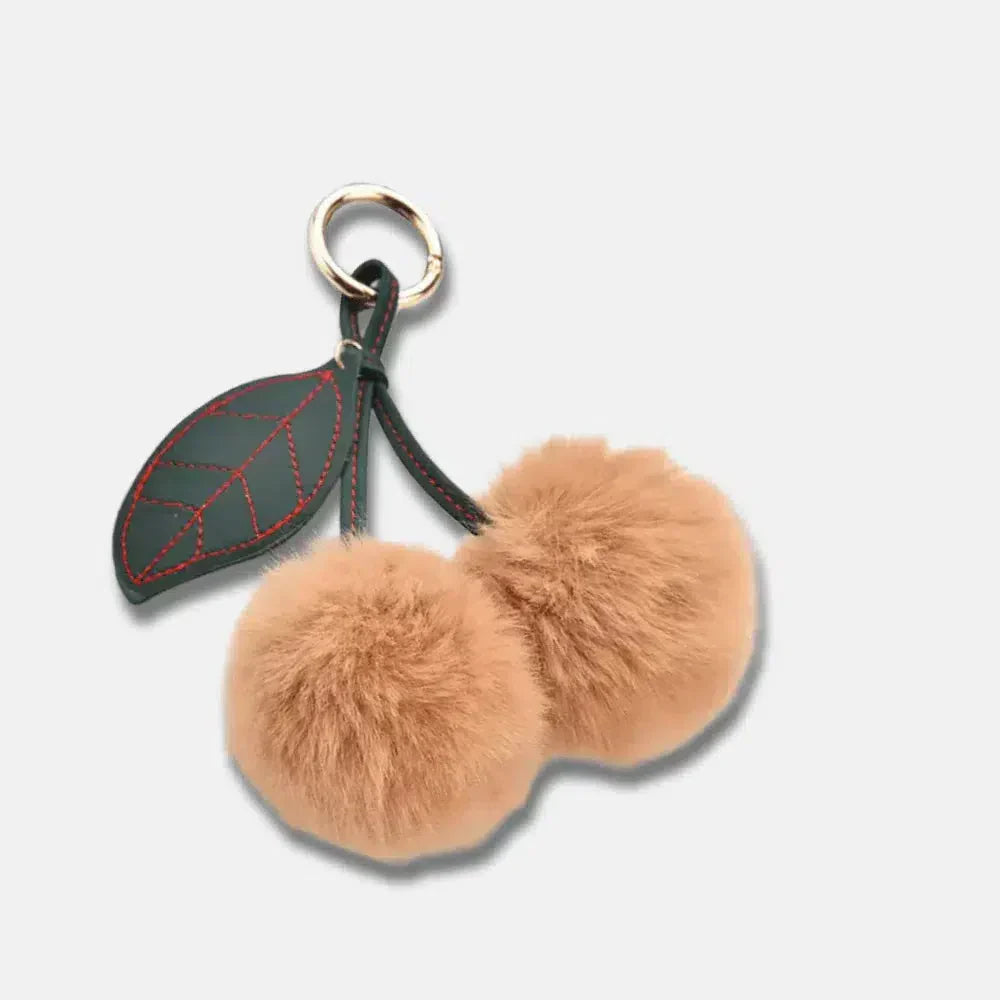 Fluffy Cherry – Playful fuzzy cherry design – Bag charm-15133606314357-Nancy & Mae Savannah