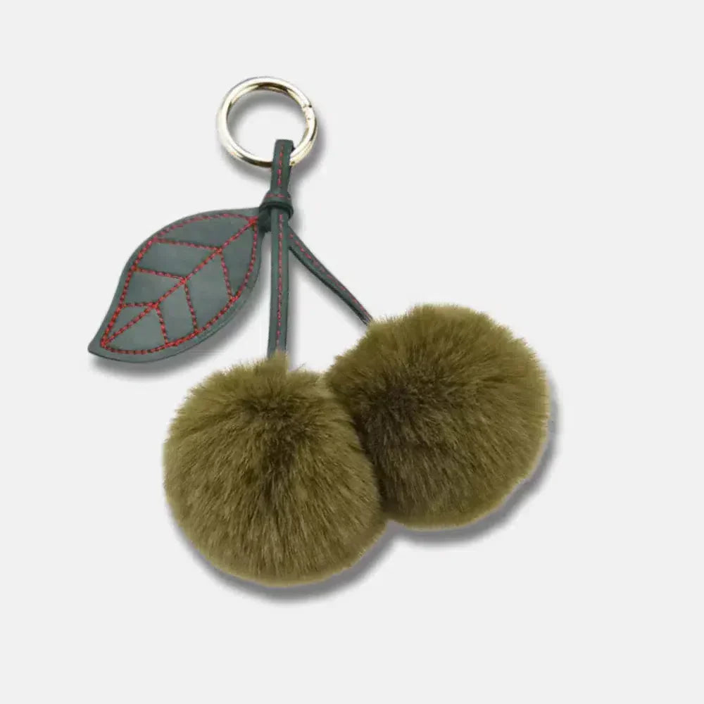Fluffy Cherry – Playful fuzzy cherry design – Bag charm-15133606314357-Nancy & Mae Savannah