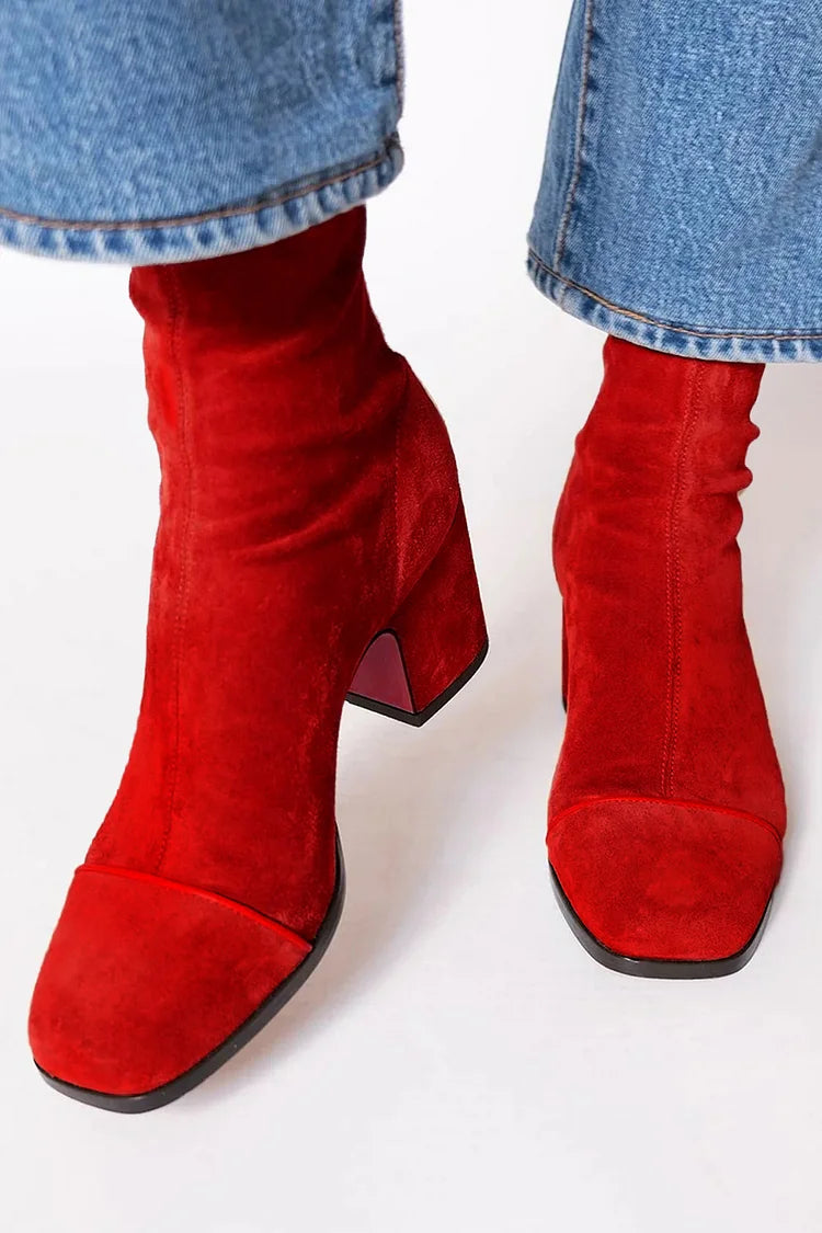 Frances - Square Toed Ankle Boot With Bold Heel-15551042126197-Mirella Fiore