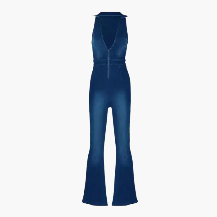 Gabrielle – V-neckline – Denim jumpsuit-15133676437877-Mirella Fiore
