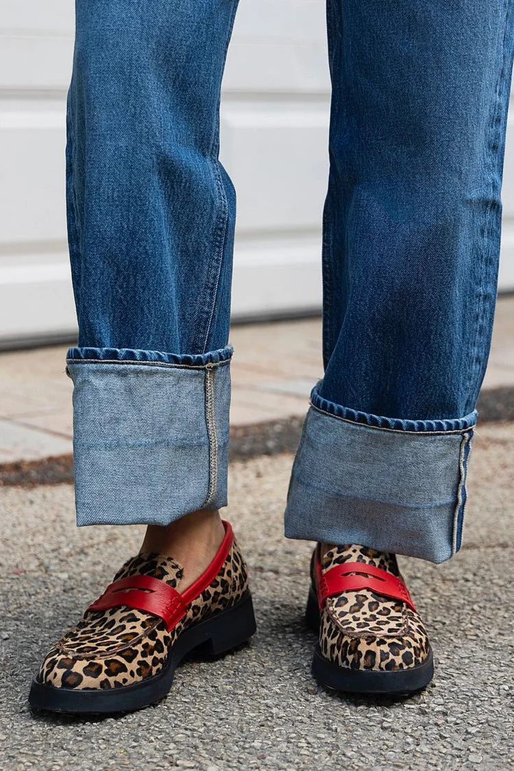 Geneva - Leopard Print Loafer With Red Detail-15551043109237-Mirella Fiore