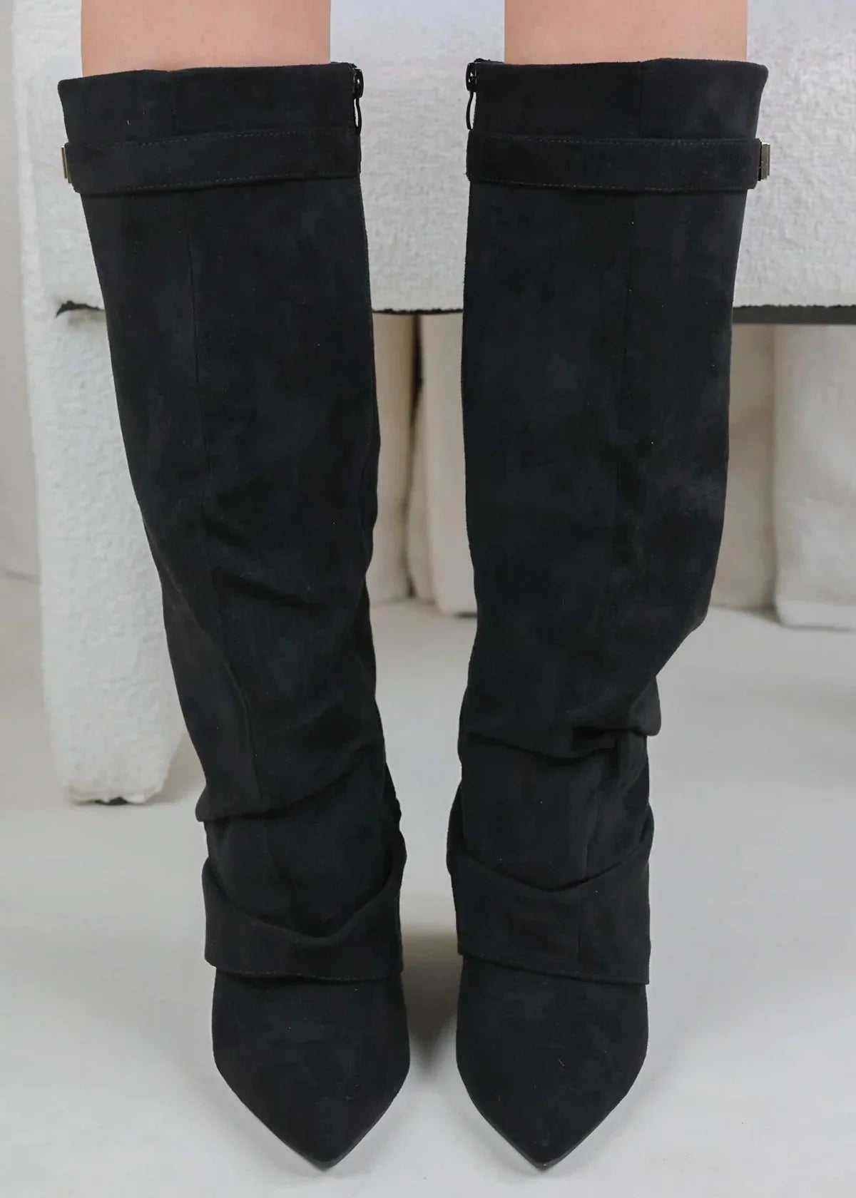 Genevieve - Slouchy Knee-High Suede Boots-15553347682677-Mirella Fiore