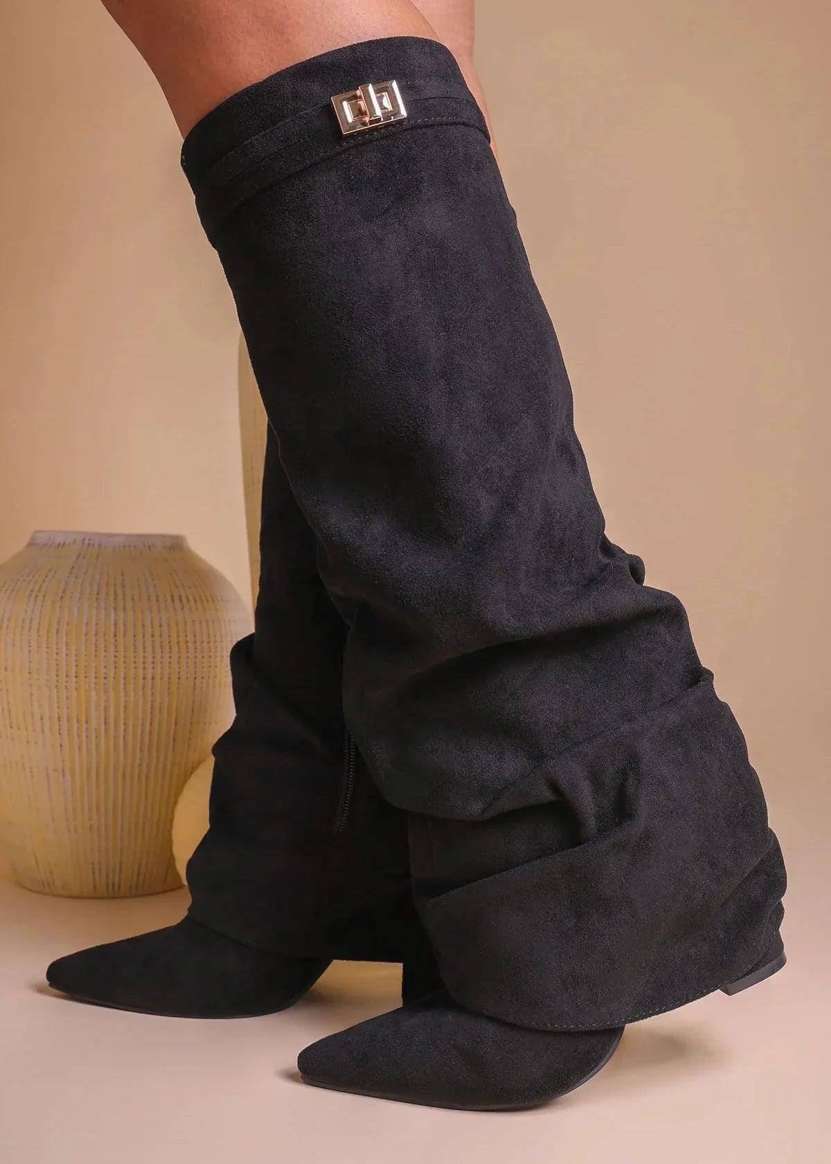 Genevieve - Slouchy Knee-High Suede Boots-15553347682677-Mirella Fiore