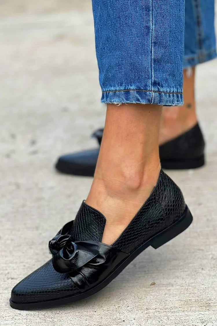 Georgia - Black Loafer With Shiny Bow-15551043076469-Mirella Fiore