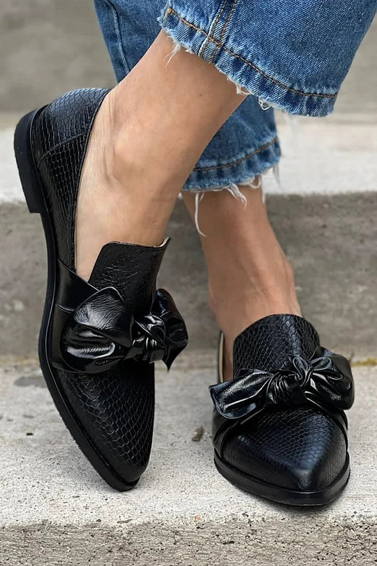 Georgia - Black Loafer With Shiny Bow-15551043076469-Mirella Fiore