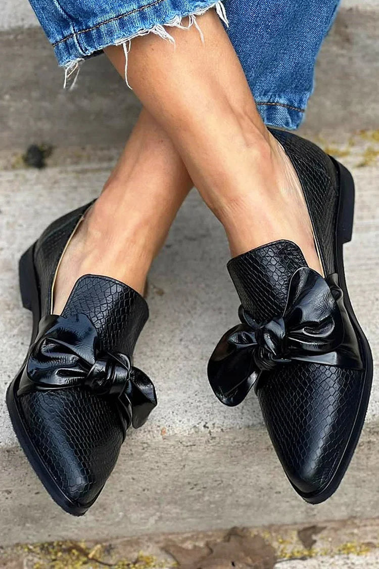 Georgia - Black Loafer With Shiny Bow-15551043076469-Mirella Fiore