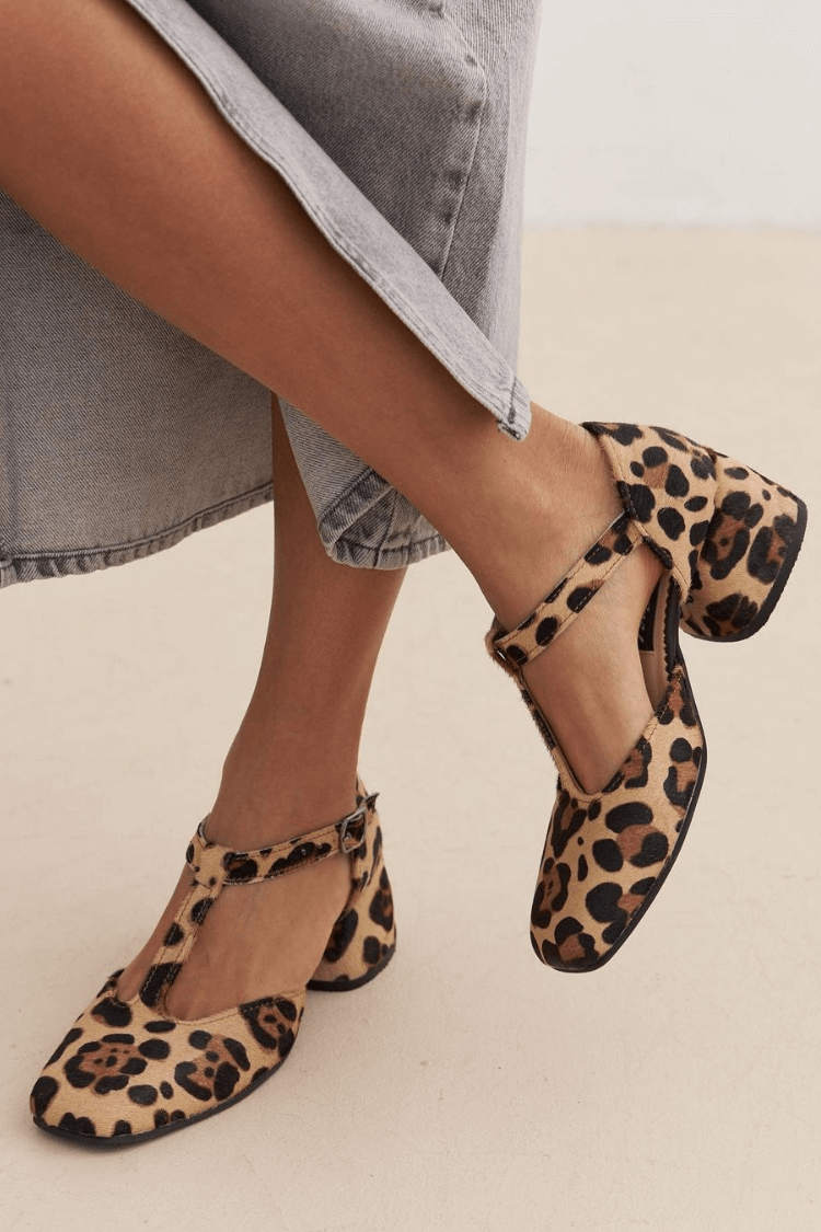Gianna - Leopard T-Strap Block Heels-15551041503605-Mirella Fiore