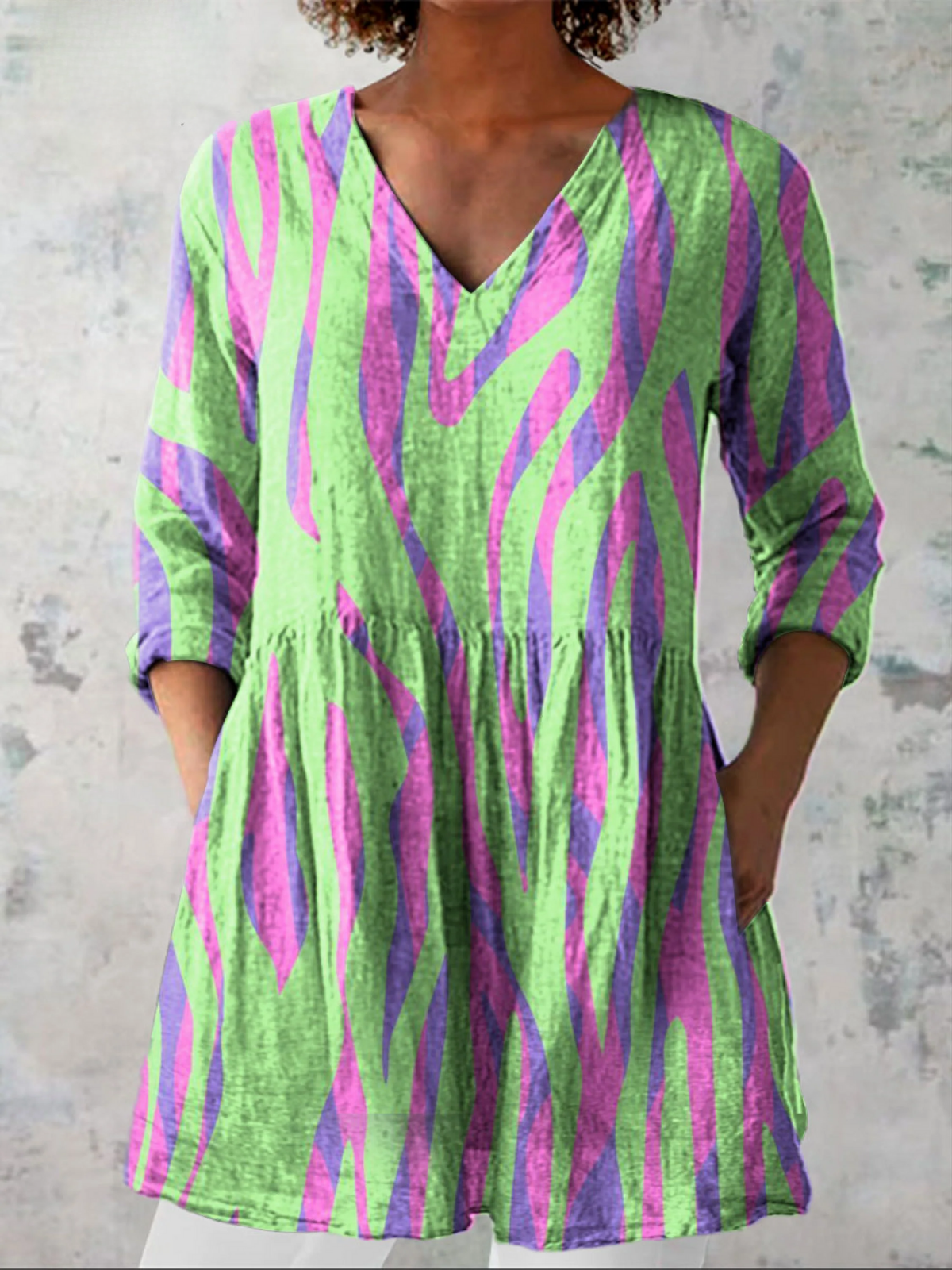 Gisella - Long V-Neck Shirt-15550824644981-Mirella Fiore