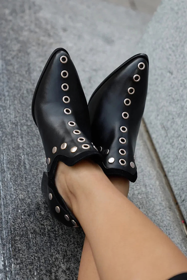Giselle - Studded Ankle Boot With Wide Heel-15551042191733-Mirella Fiore