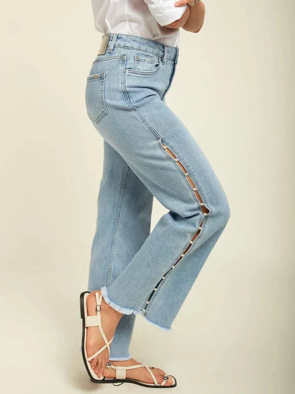 Giuliana – Pearl embellished – Wide leg jeans-15133686104437-Mirella Fiore