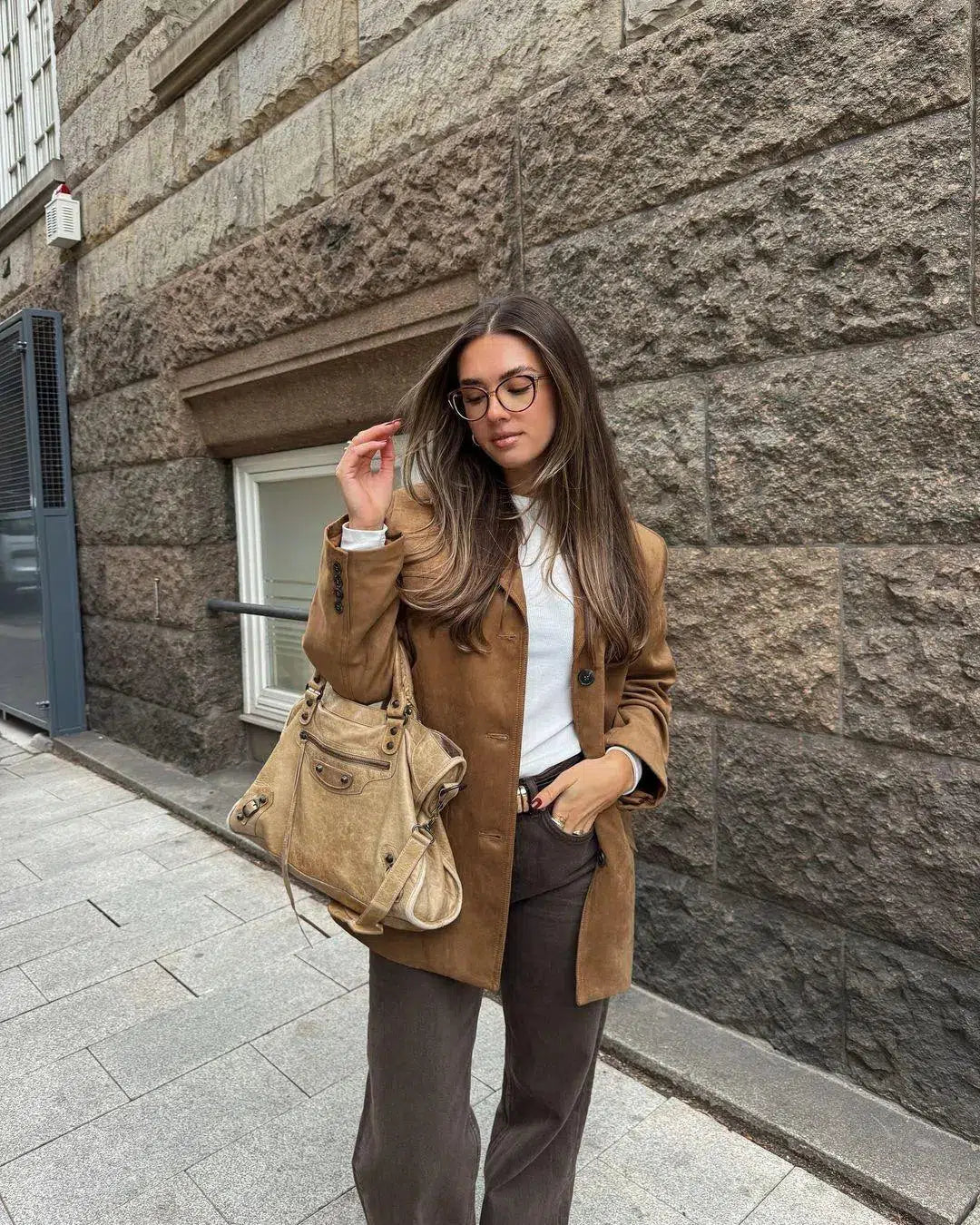 Giulietta – Structured shoulders – Suede blazer-15134022828405-Mirella Fiore