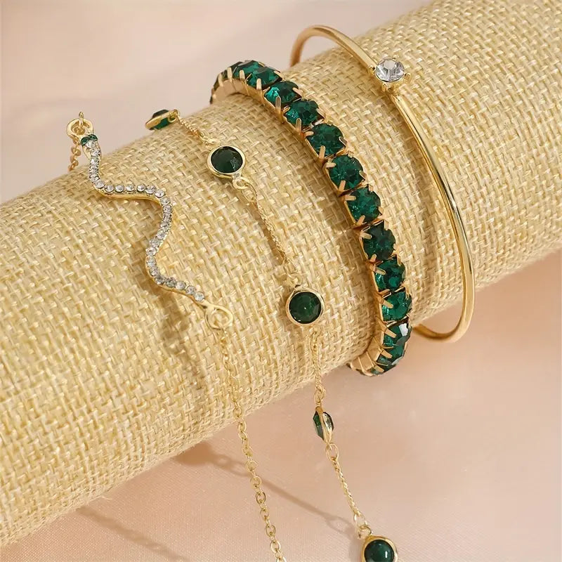 Green Gemstone Bracelet Set-15548284436853-Mirella Fiore