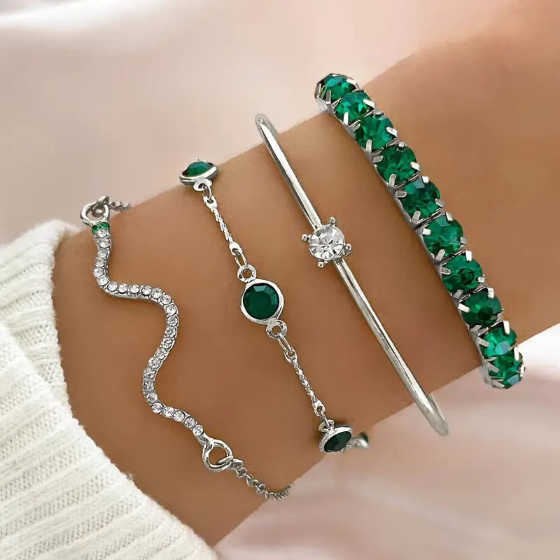 Green Gemstone Bracelet Set-15548284436853-Mirella Fiore