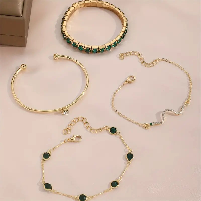 Green Gemstone Bracelet Set-15548284436853-Mirella Fiore