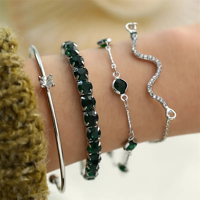 Green Gemstone Bracelet Set-15548284436853-Mirella Fiore