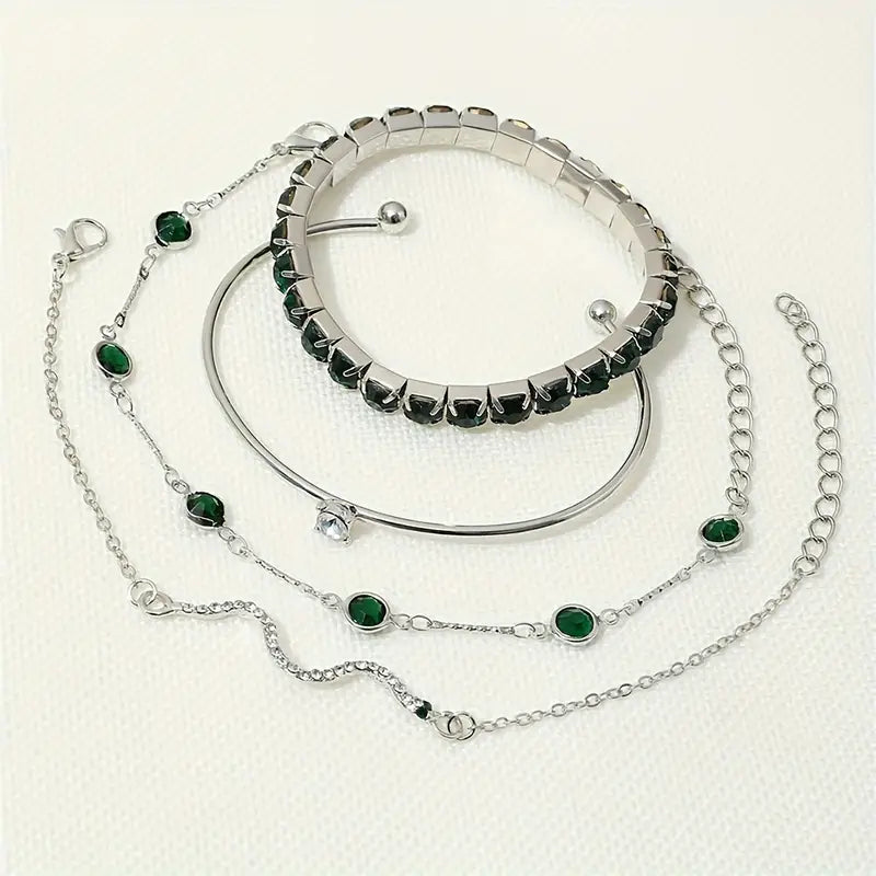 Green Gemstone Bracelet Set-15548284436853-Mirella Fiore
