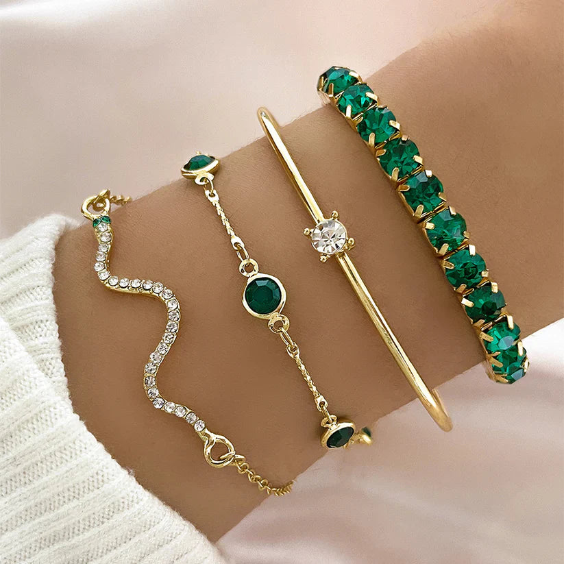 Green Gemstone Bracelet Set-15548284436853-Mirella Fiore
