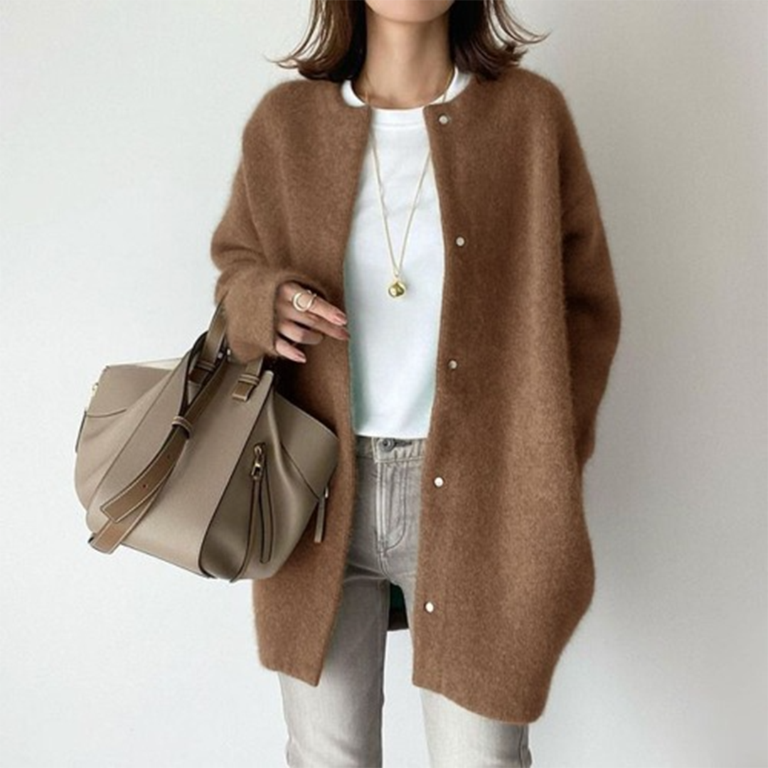 HABIBI - Elegant Suede Cardigan-15519827493237-Mirella Fiore