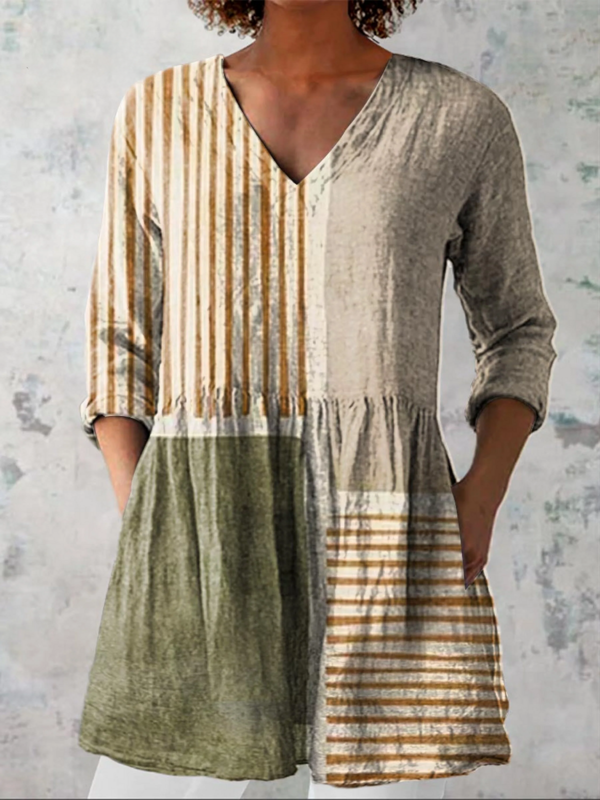 Halley - Long V-Neck Shirt-15550824513909-Mirella Fiore