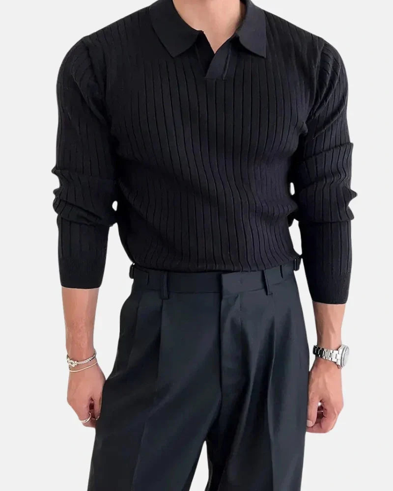 Hampton Ribbed Polo Sweatshirt-15553363050869-Mirella Fiore