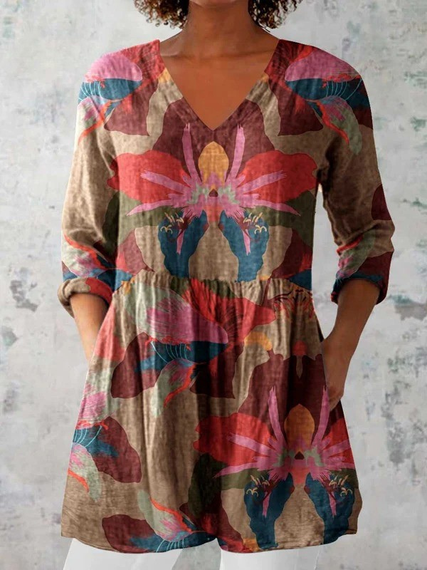 Harmony - Long V-Neck Shirt-15550824612213-Mirella Fiore
