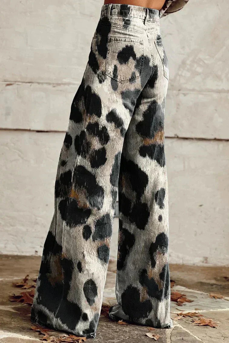Harper - Wild Brush Leopard Flare Pants-15531073962357-Mirella Fiore