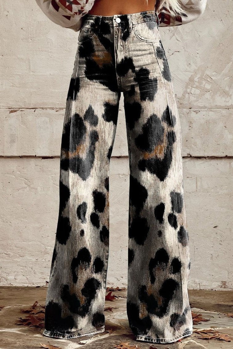 Harper - Wild Brush Leopard Flare Pants-15531073962357-Mirella Fiore