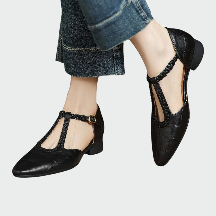 Indira - Pointed T-Bar Mary Jane Shoes-15519660802421-Mirella Fiore