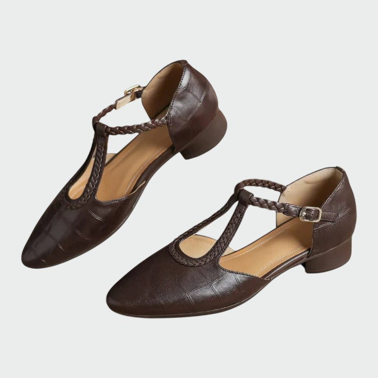 Indira - Pointed T-Bar Mary Jane Shoes-15519660802421-Mirella Fiore