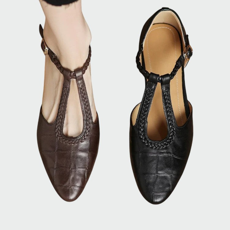 Indira - Pointed T-Bar Mary Jane Shoes-15519660802421-Mirella Fiore