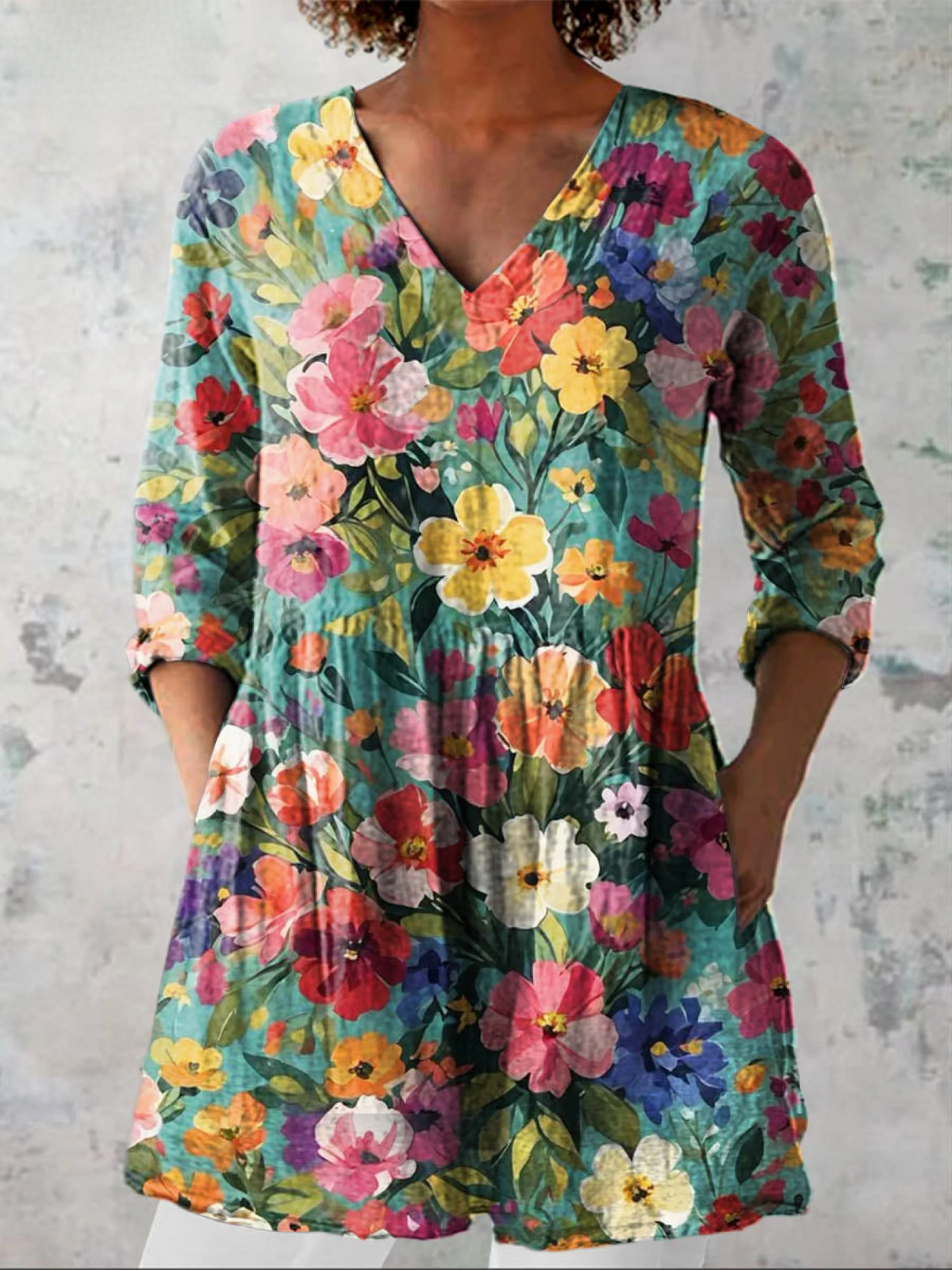 Ines - Long V-Neck Shirt-15550824350069-Mirella Fiore