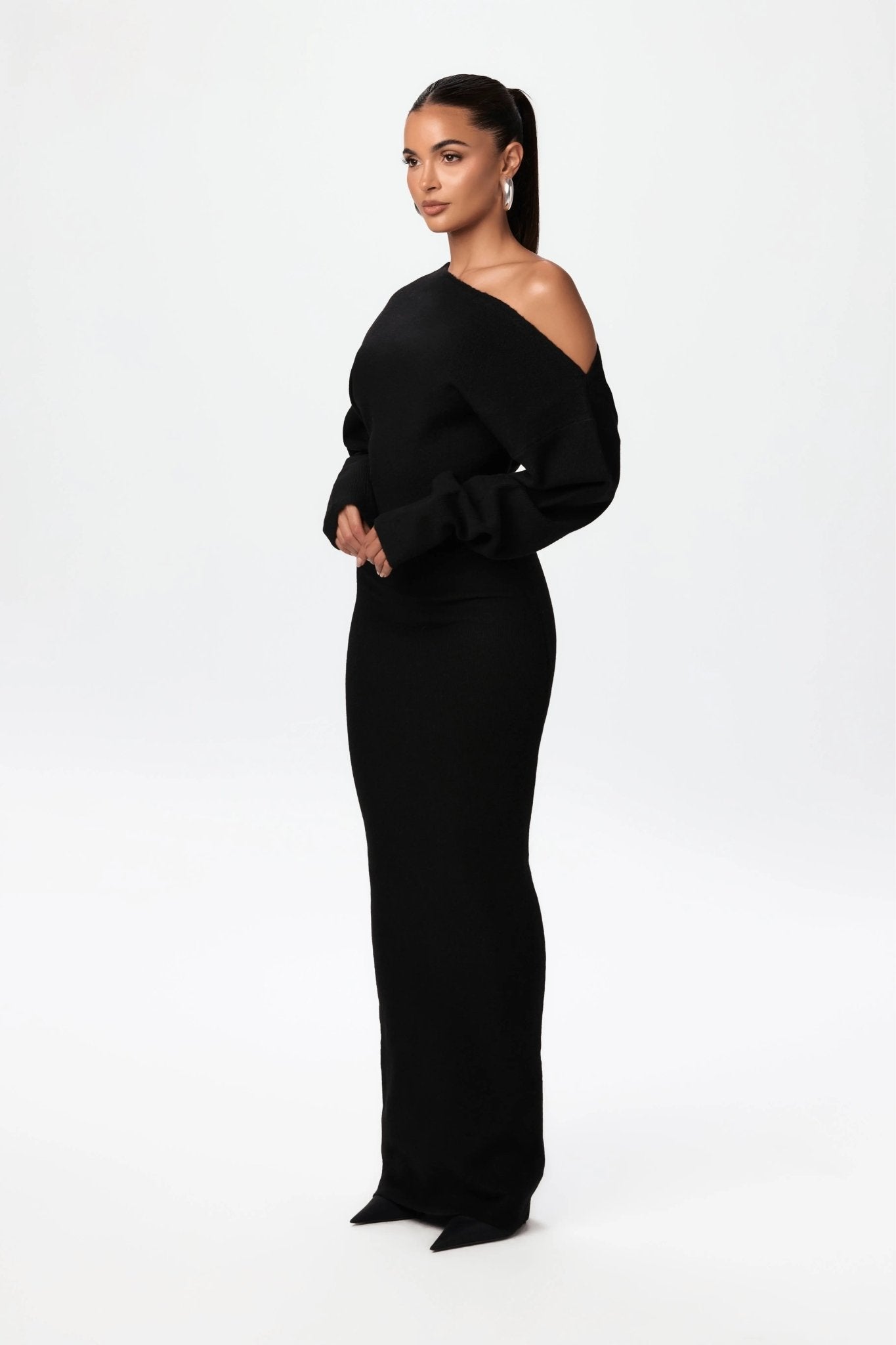 Irene – Off-shoulder draped – Sweater dress-15353220694389-Mirella Fiore