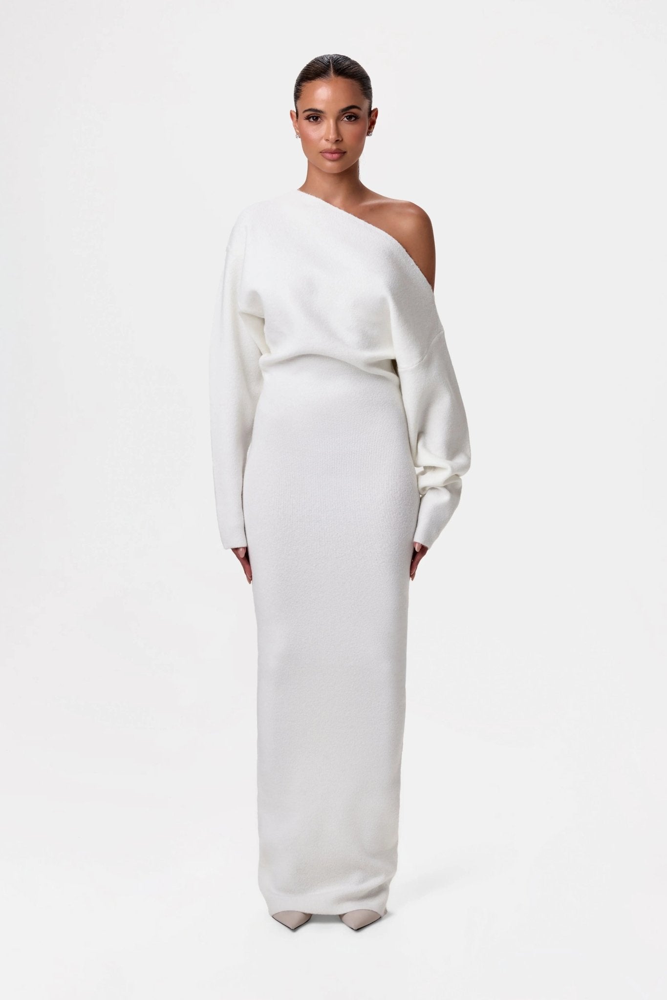 Irene – Off-shoulder draped – Sweater dress-15353220694389-Mirella Fiore