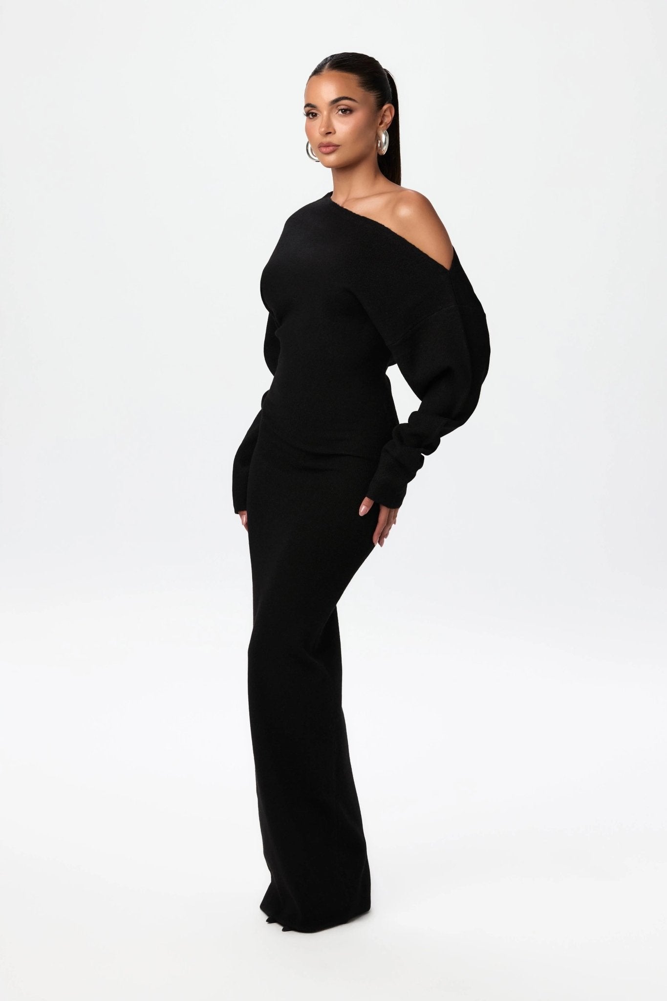 Irene – Off-shoulder draped – Sweater dress-15353220694389-Mirella Fiore
