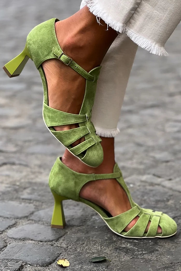 Isabel - Green Vintage Strap Heels-15551041438069-Mirella Fiore