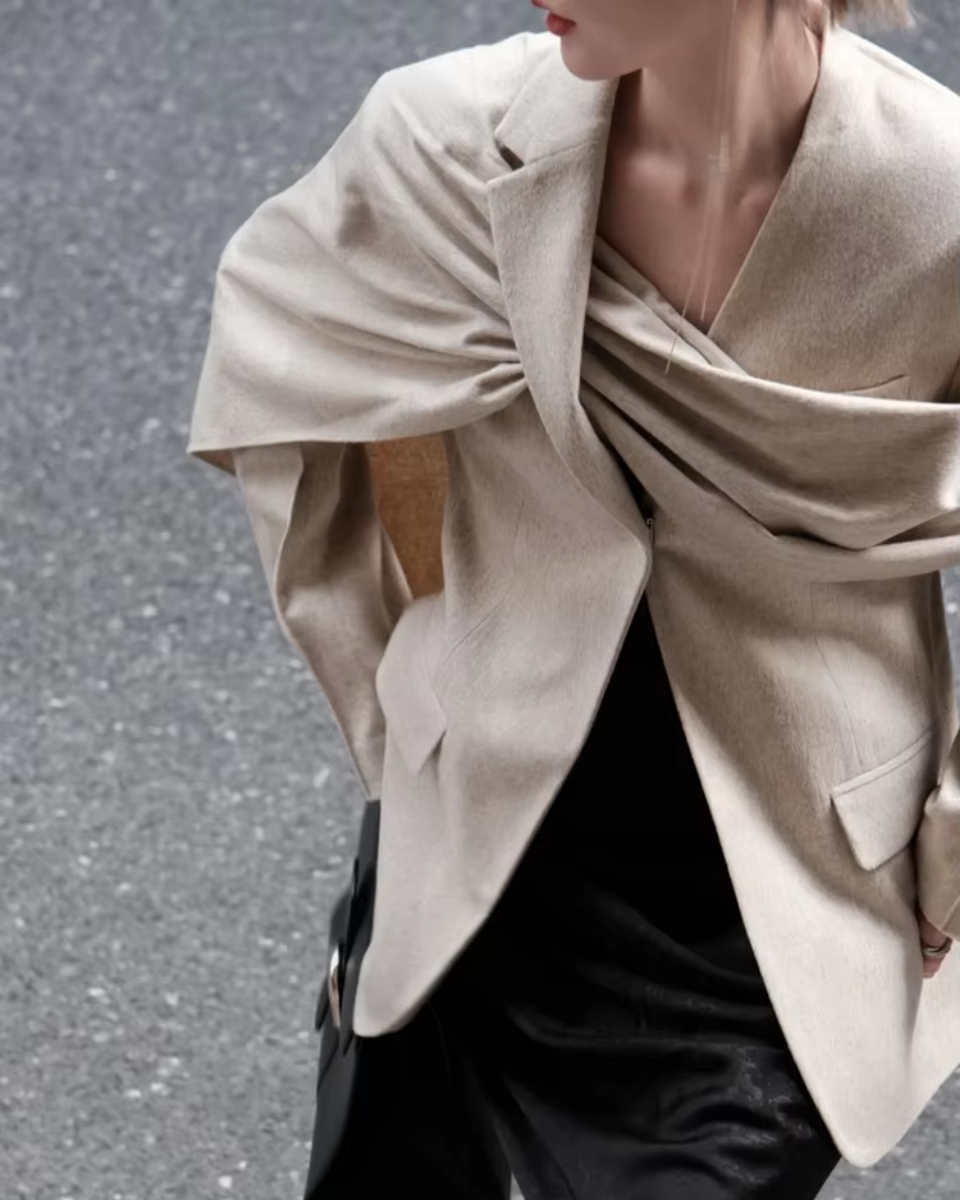 Iside – Asymmetrical collar – Scarf blazer-15134007558517-Mirella Fiore