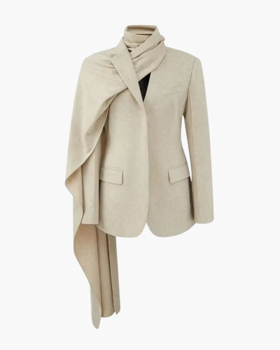Iside – Asymmetrical collar – Scarf blazer-15134007558517-Mirella Fiore