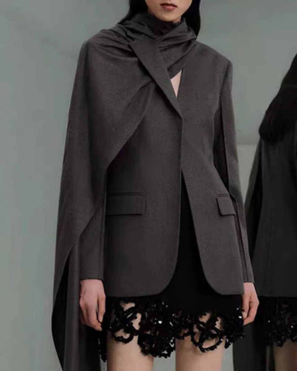 Iside – Asymmetrical collar – Scarf blazer-15134007558517-Mirella Fiore