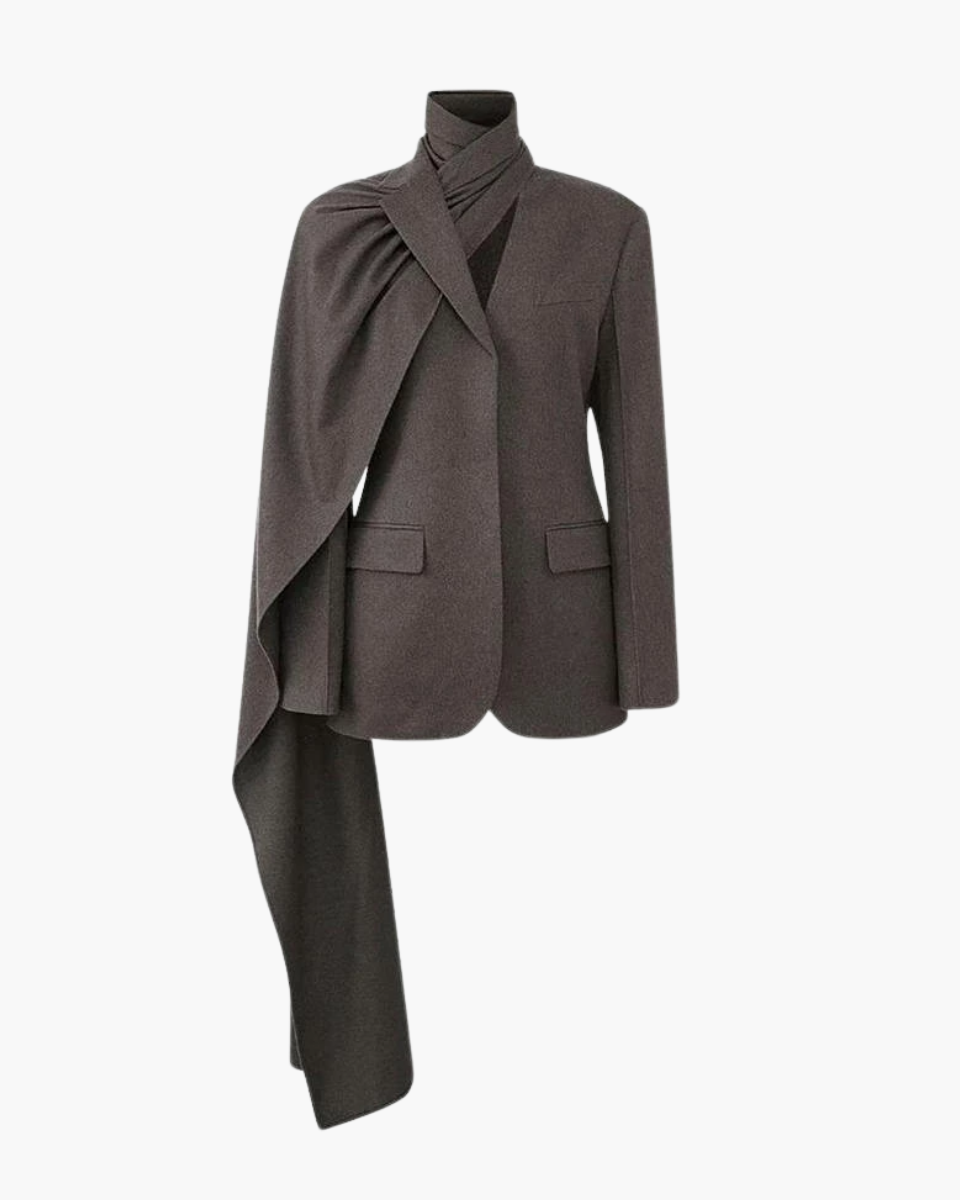 Iside – Asymmetrical collar – Scarf blazer-15134007558517-Mirella Fiore
