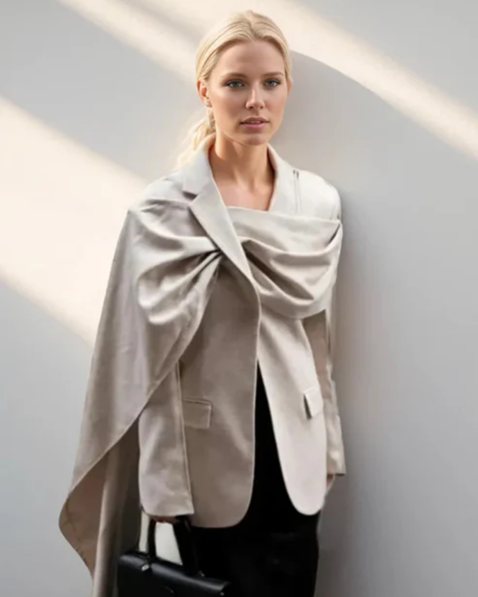 Iside – Asymmetrical collar – Scarf blazer-15134007558517-Mirella Fiore